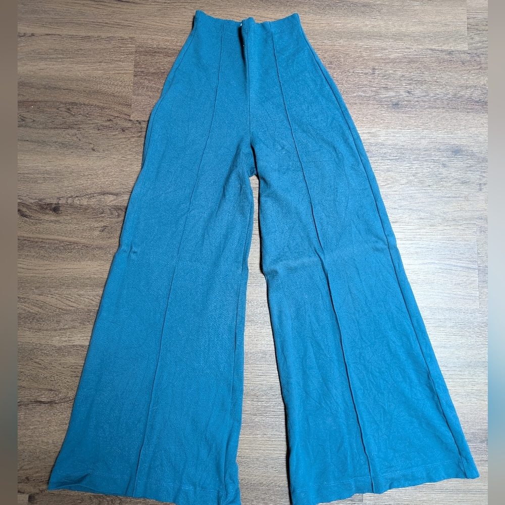 Ripley Rader Ponte Knit Wide Leg Cropped Pants, Size 2/Small Teal